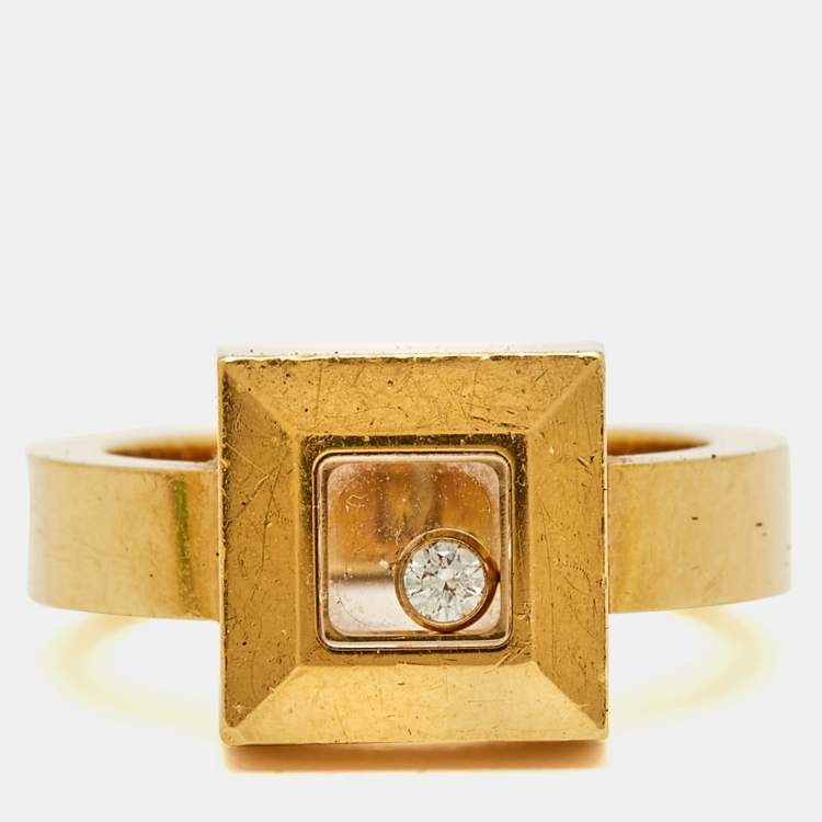 Pre Owned Chopard Happy Diamonds Icon 18k Yellow Gold Ring Size 51