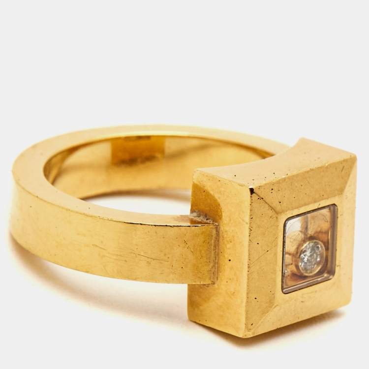 Pre Owned Chopard Happy Diamonds Icon 18k Yellow Gold Ring Size 51