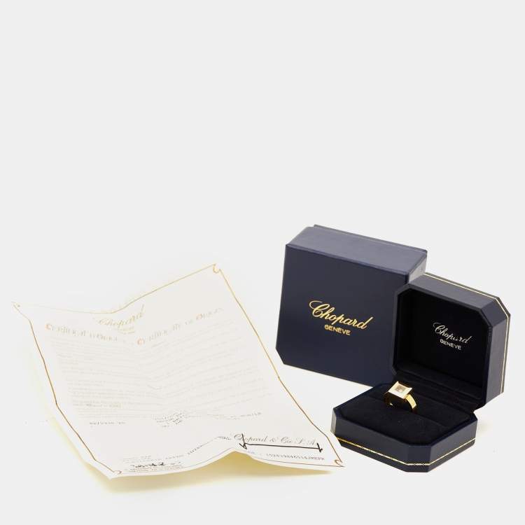 Pre Owned Chopard Happy Diamonds Icon 18k Yellow Gold Ring Size 51