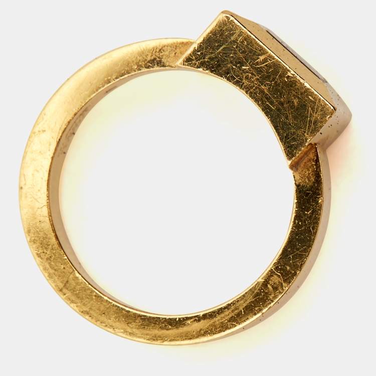 Pre Owned Chopard Happy Diamonds Icon 18k Yellow Gold Ring Size 51