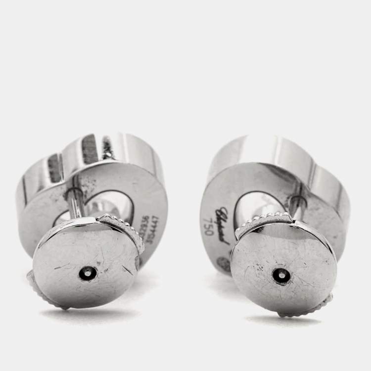Pre Owned Chopard Happy Diamonds Icon Diamond 18k White Gold Stud Earrings