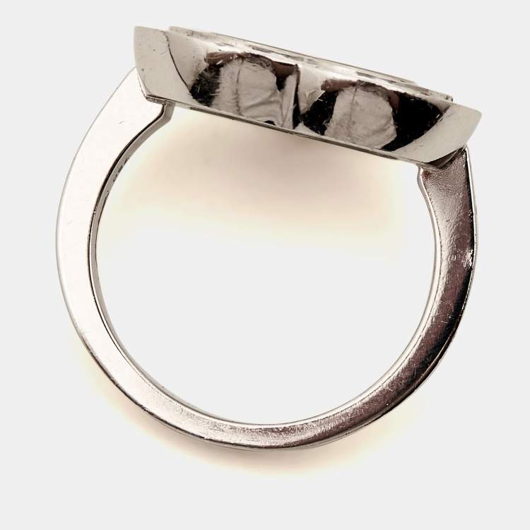 Pre Owned Chopard Happy Diamonds 18k White Gold Ring Size 50