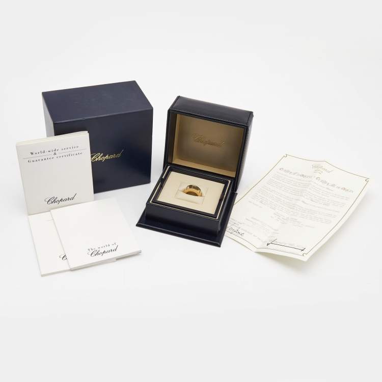Pre Owned Chopard Happy Diamonds 18k Yellow Gold Ring Size 52
