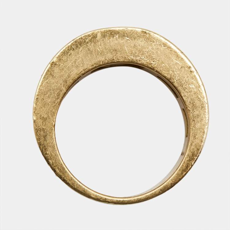 Pre Owned Chopard Happy Diamonds 18k Yellow Gold Ring Size 52