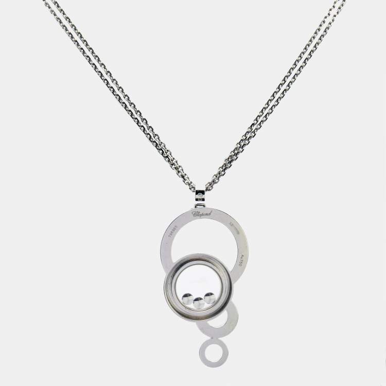 Pre Owned Chopard Happy Bubbles Diamonds 18k White Gold Necklace