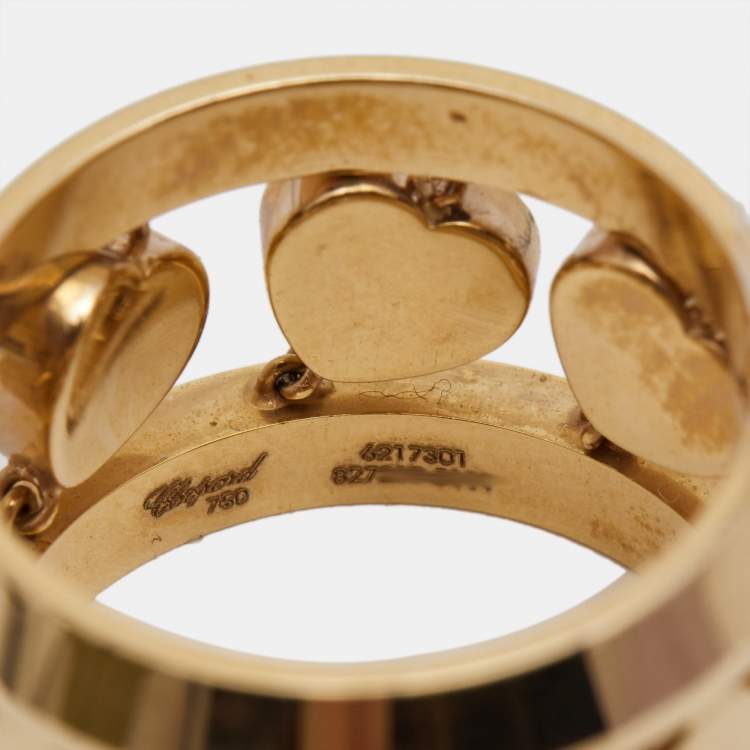 Pre Owned Chopard Amore Hearts Diamond 18k Rose Gold Ring Size 54