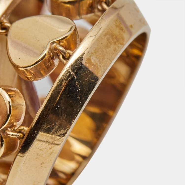 Pre Owned Chopard Amore Hearts Diamond 18k Rose Gold Ring Size 54