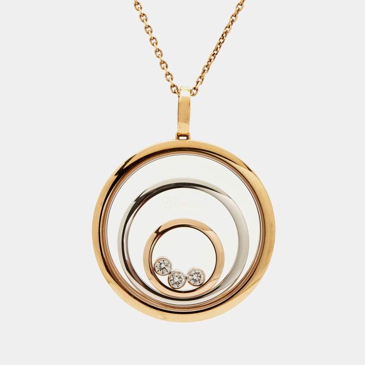 Pre Owned Chopard Happy Spirit Diamond 18K Two Tone Gold Pendant Necklace