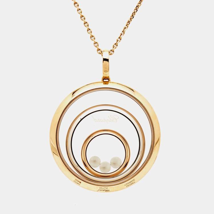 Pre Owned Chopard Happy Spirit Diamond 18K Two Tone Gold Pendant Necklace