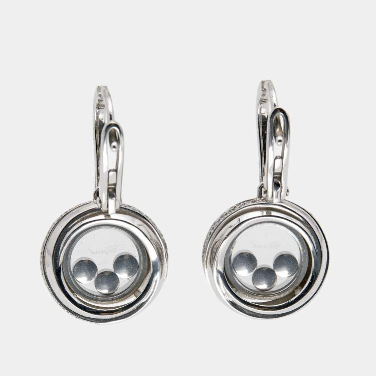 Pre Owned Chopard  Happy Emotions Diamonds 18k White Gold Earrings