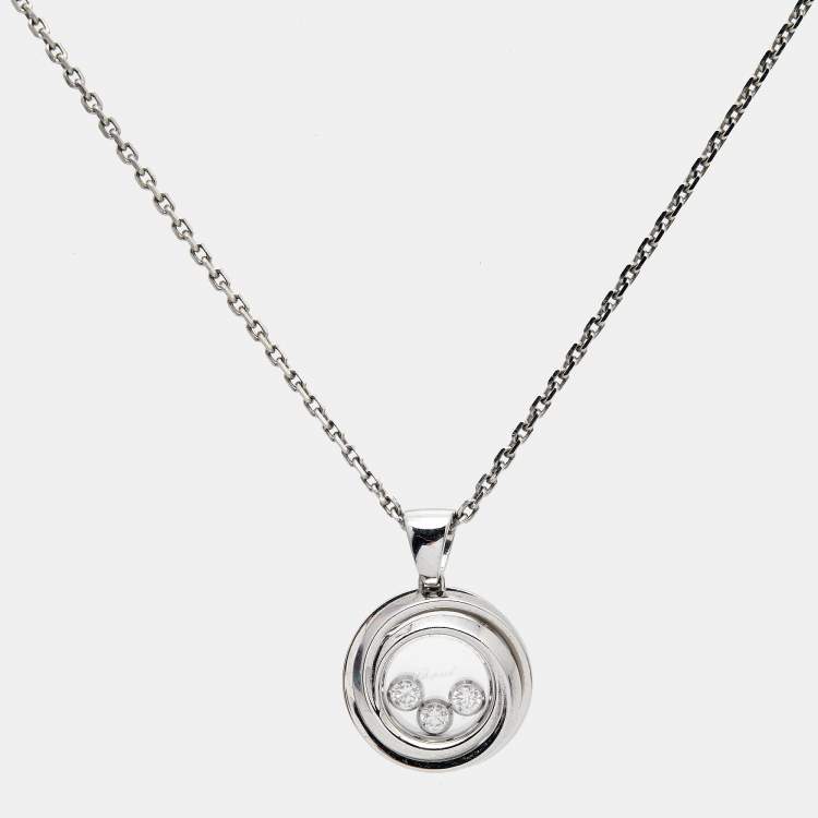 Pre Owned Chopard  Happy Emotions Diamond 18k White Gold Pendant Necklace