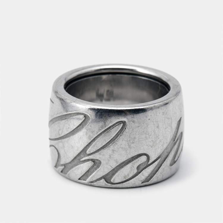 Pre Owned Chopard Chopardissimo 18k White Gold Ring Size 51