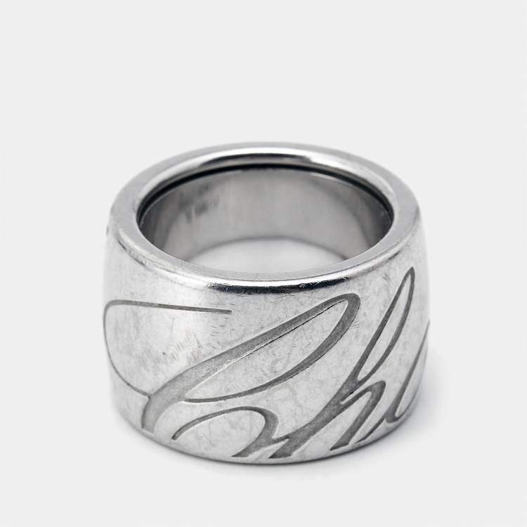 Pre Owned Chopard Chopardissimo 18k White Gold Ring Size 51