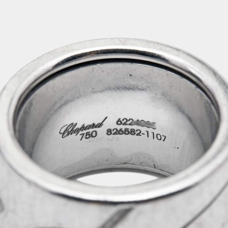 Pre Owned Chopard Chopardissimo 18k White Gold Ring Size 51