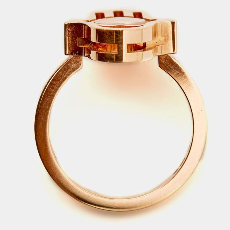 Pre Owned Chopard Good Luck Charm Hamsa Hand Diamond 18K Rose Gold Ring Size 50