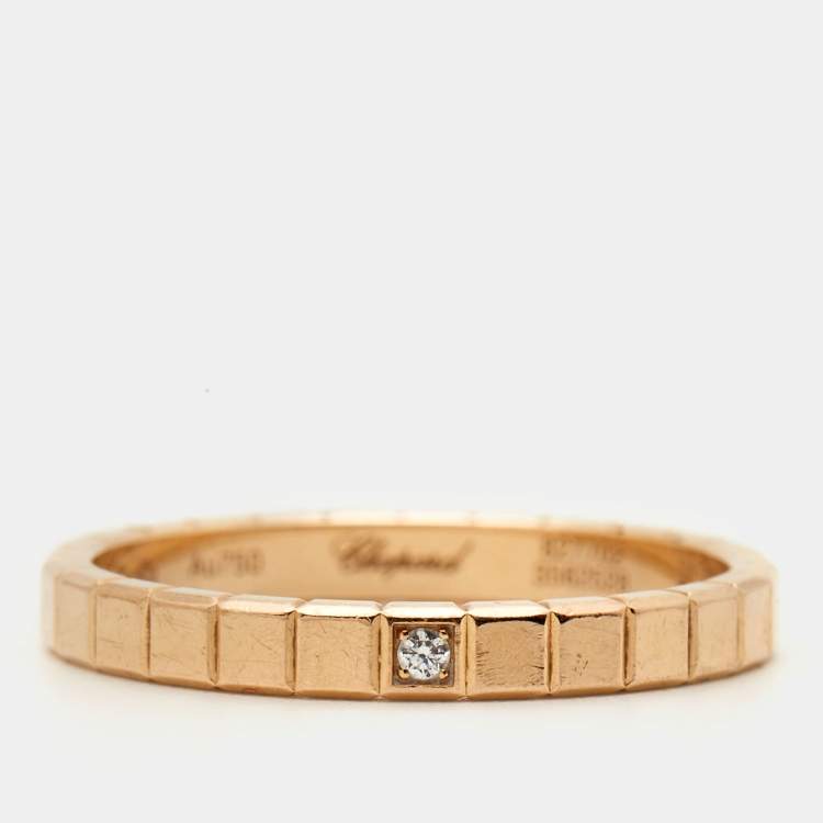 Pre Owned Chopard Ice Cube Diamond 18k Rose Gold Ring Size 53