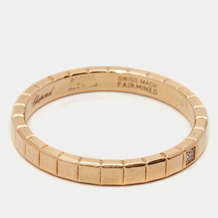 Pre Owned Chopard Ice Cube Diamond 18k Rose Gold Ring Size 53