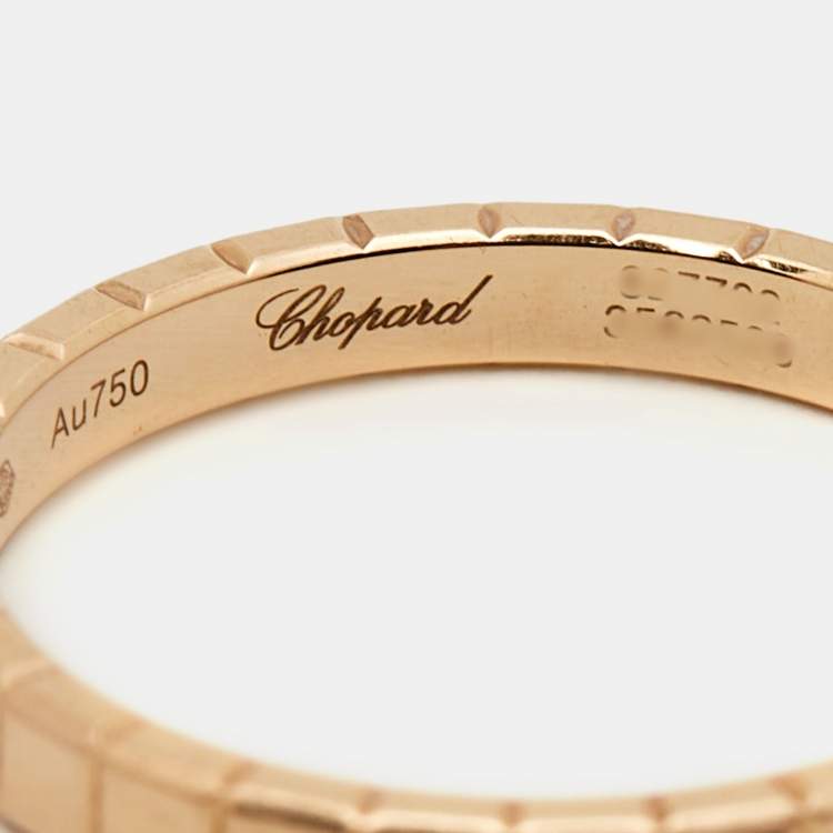 Pre Owned Chopard Ice Cube Diamond 18k Rose Gold Ring Size 53