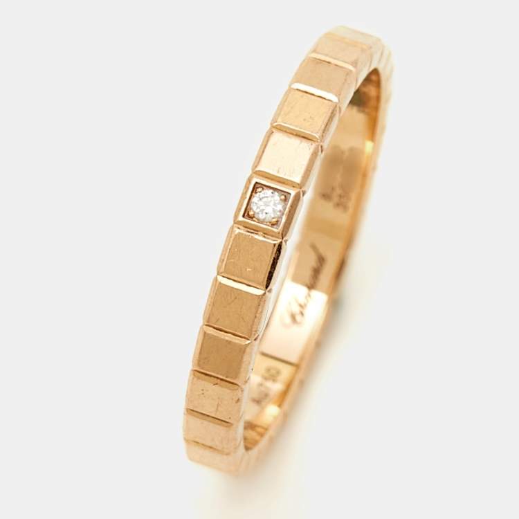 Pre Owned Chopard Ice Cube Diamond 18k Rose Gold Ring Size 53