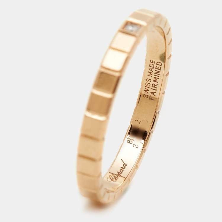 Pre Owned Chopard Ice Cube Diamond 18k Rose Gold Ring Size 53