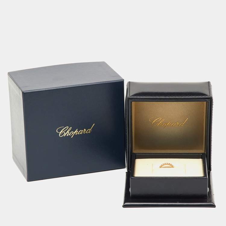 Pre Owned Chopard Ice Cube Diamonds 18k Yellow Gold Ring Size 52