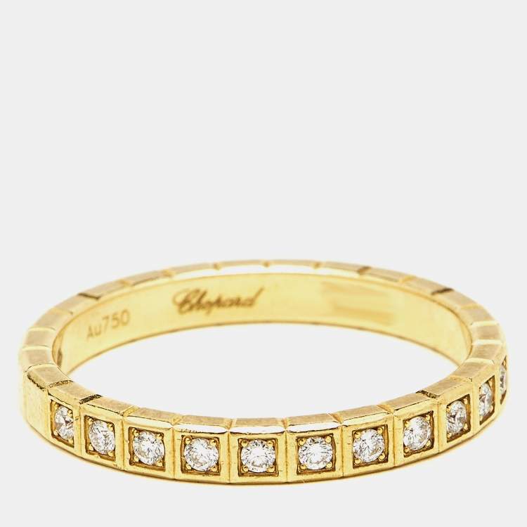 Pre Owned Chopard Ice Cube Diamonds 18k Yellow Gold Ring Size 52