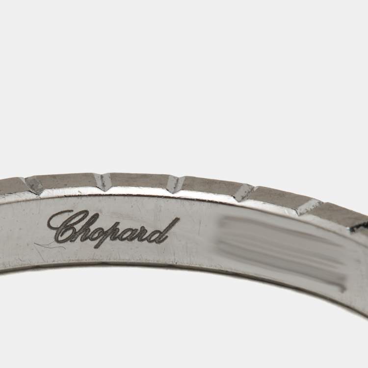 Pre Owned Chopard Ice Cube 18k White Gold Band Ring Size 52