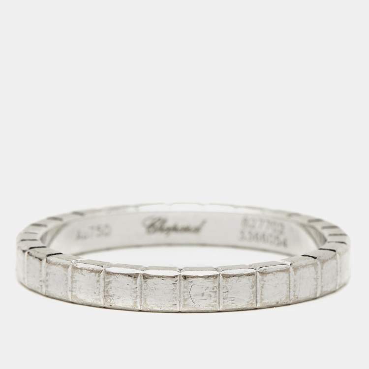 Pre Owned Chopard Ice Cube 18k White Gold Band Ring Size 52