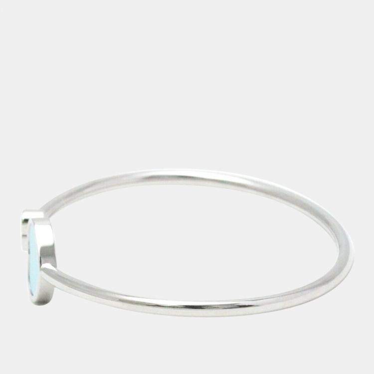 Pre Owned Chopard 18K White Gold and Diamond Happy Hearts Cuff Bracelet