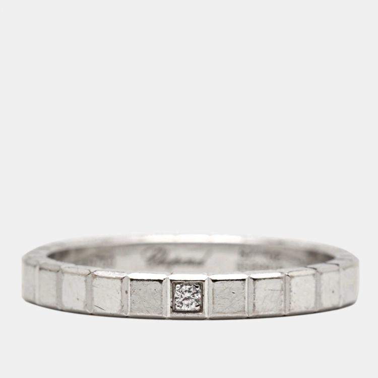 Pre Owned Chopard Ice Cube Diamond 18k White Gold Ring Size 49