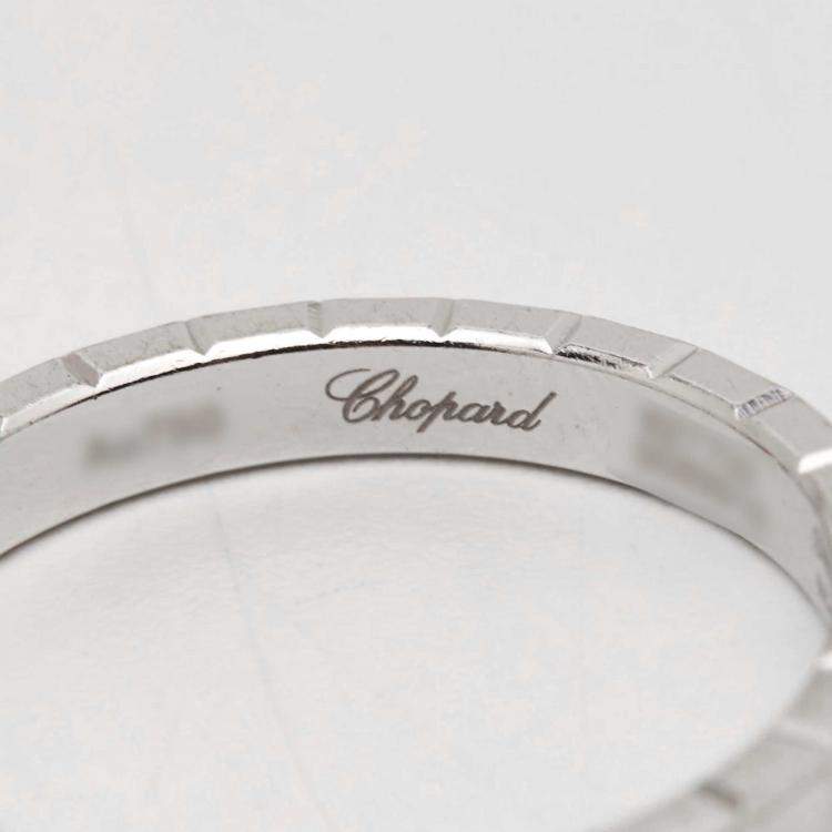 Pre Owned Chopard Ice Cube Diamond 18k White Gold Ring Size 49