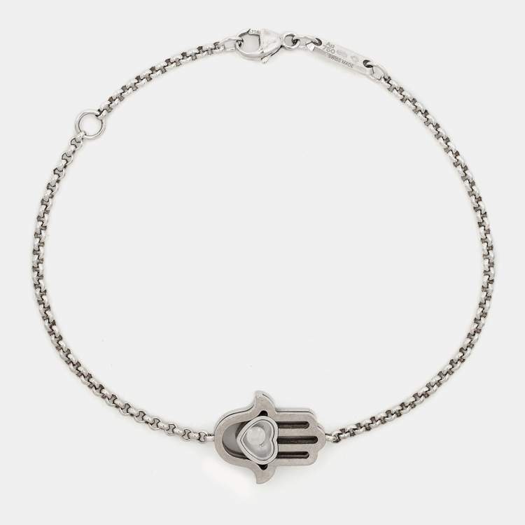 Pre Owned Chopard Happy Diamond Good Luck 18k White Gold Bracelet
