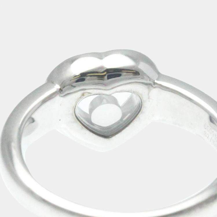 Pre Owned Chopard 18K White Gold and Diamond Happy Diamonds Ring EU 52