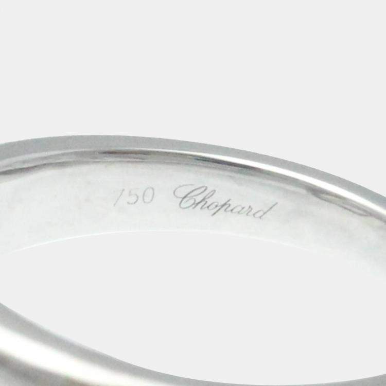 Pre Owned Chopard 18K White Gold and Diamond Happy Diamonds Ring EU 52