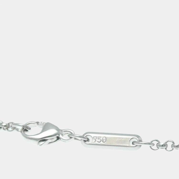 Pre Owned Chopard 18K White Gold, Diamond and Sapphire Happy Diamond Cross Pendant Necklace