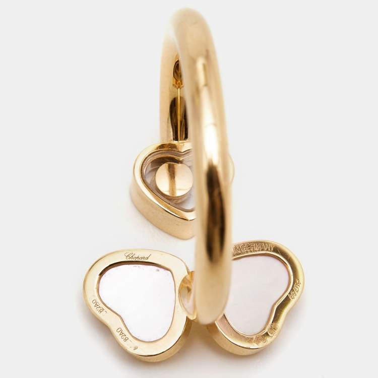 Pre Owned Chopard Happy Heart Wings Diamond Mother of Pearl 18k Rose Gold Ring Size 51