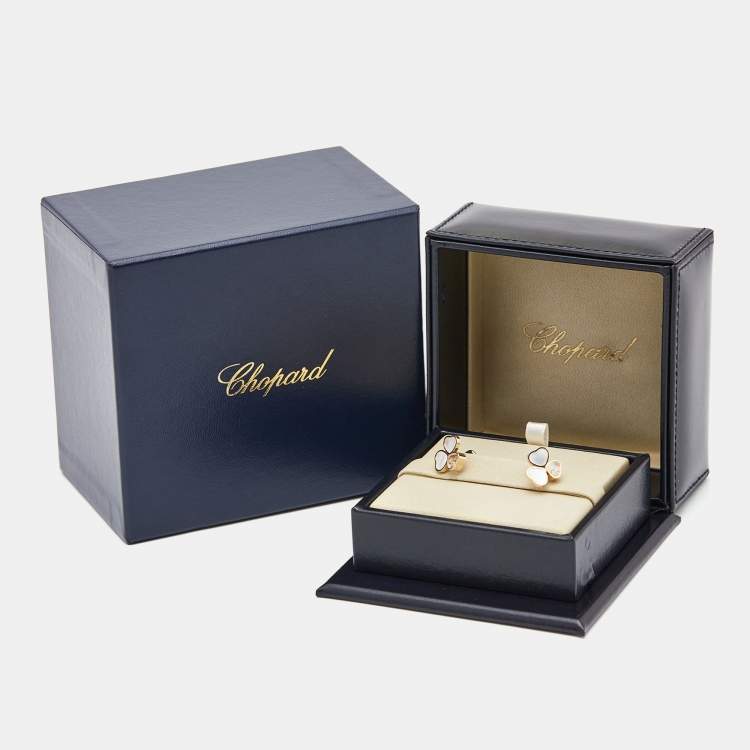 Pre Owned Chopard Happy Heart Wings Diamond Mother of Pearl 18k Rose Gold Earrings