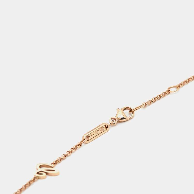 Pre Owned Chopard Happy Hearts Blue Stone Diamond 18k Rose Gold Necklace