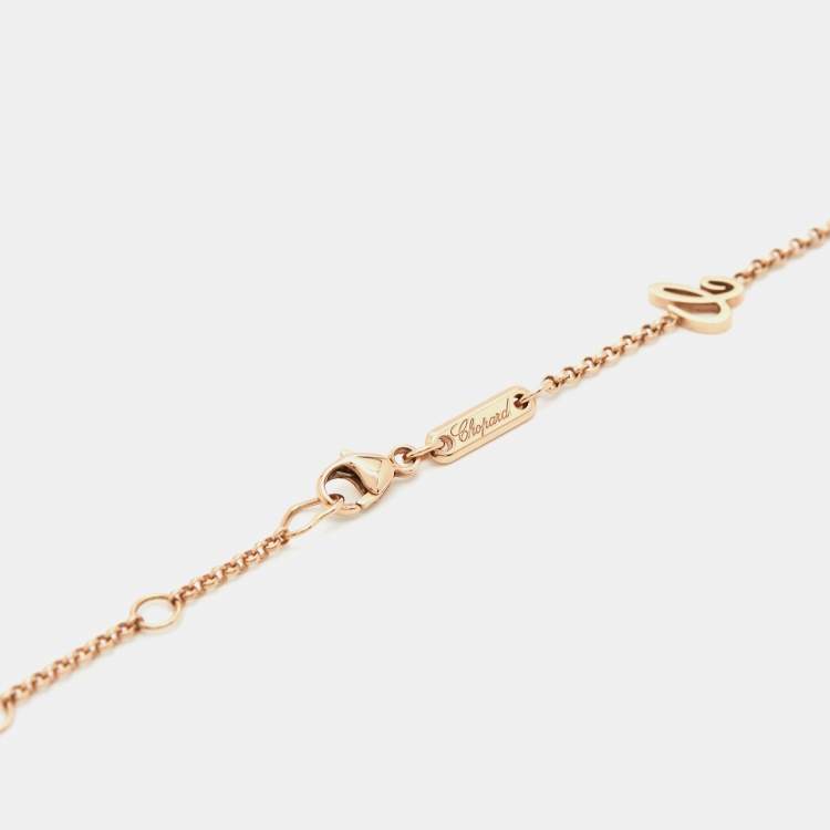 Pre Owned Chopard Happy Hearts Blue Stone Diamond 18k Rose Gold Necklace