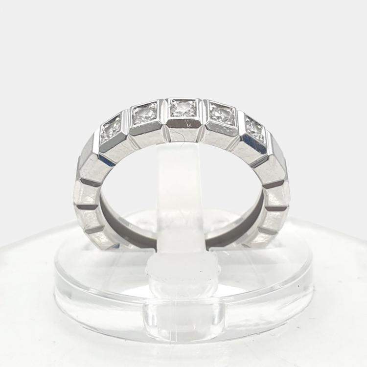 Pre Owned Chopard 18K White Gold and Diamond Ice Cube Band Ring EU 50