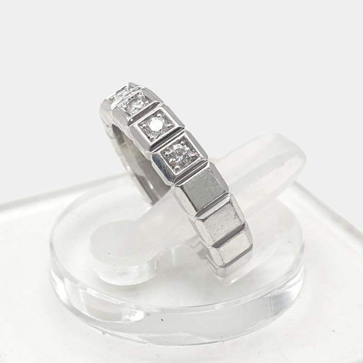 Pre Owned Chopard 18K White Gold and Diamond Ice Cube Band Ring EU 50