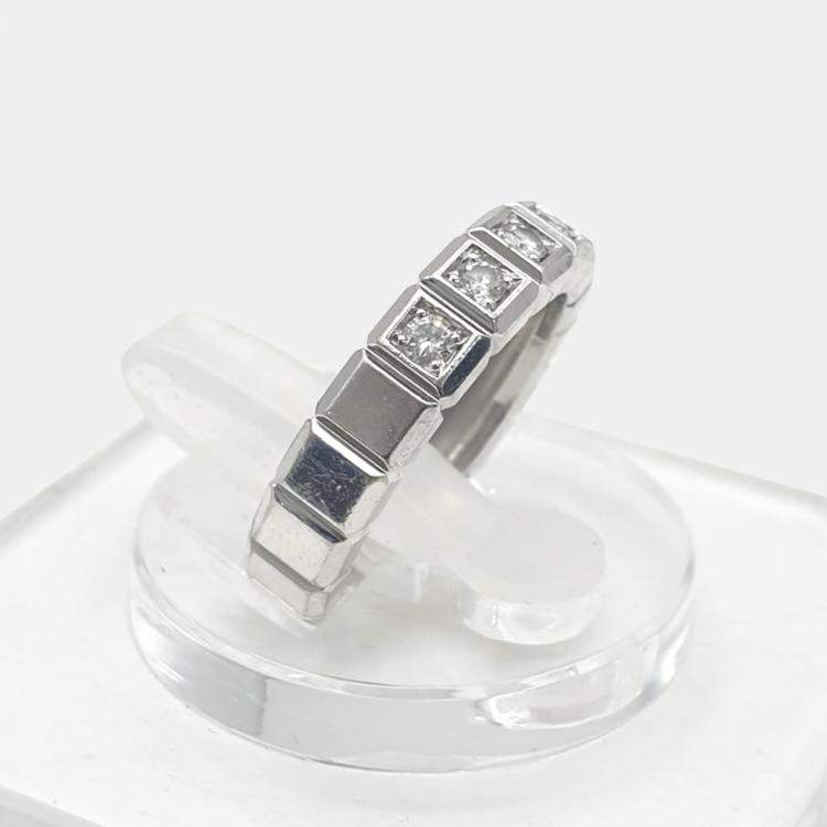 Pre Owned Chopard 18K White Gold and Diamond Ice Cube Band Ring EU 50