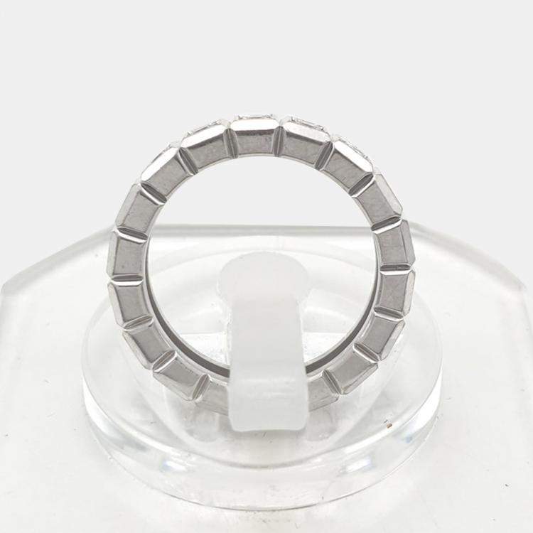 Pre Owned Chopard 18K White Gold and Diamond Ice Cube Band Ring EU 50