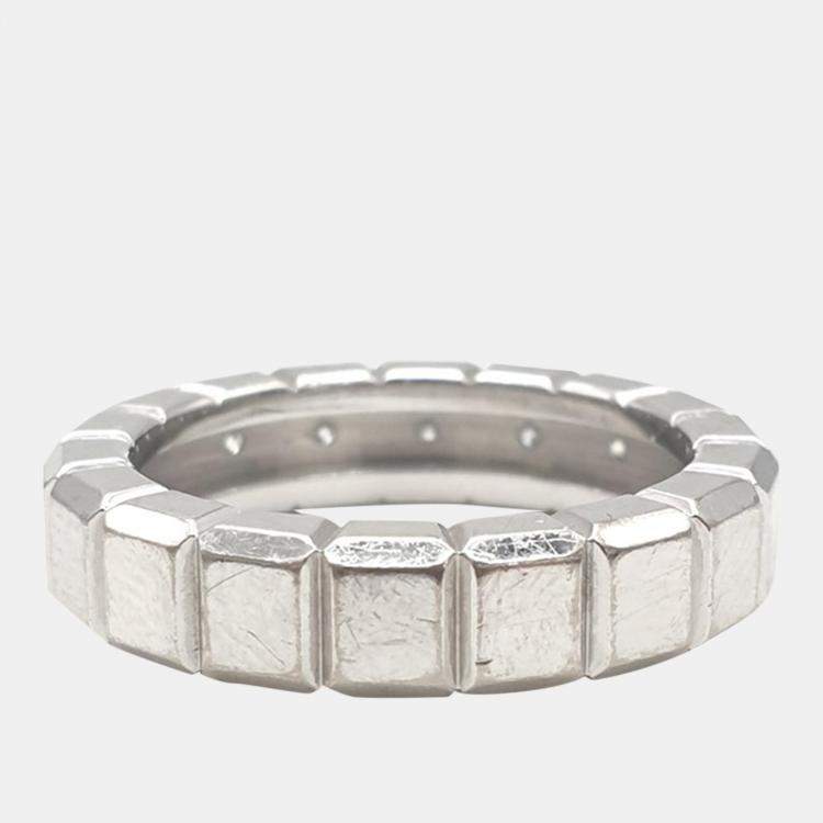 Pre Owned Chopard 18K White Gold and Diamond Ice Cube Band Ring EU 50