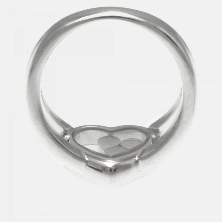 Pre Owned Chopard 18K White Gold and Diamond Happy Diamonds Heart Ring EU 49