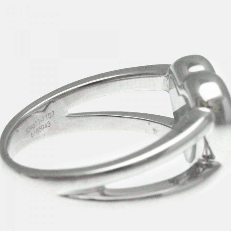 Pre Owned Chopard 18K White Gold and Diamond Happy Diamonds Heart Ring EU 49