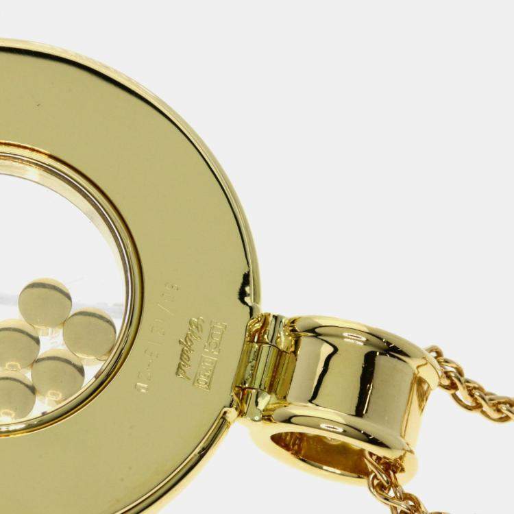 Pre Owned Chopard 18K Yellow Gold Happy Diamond Shell 8P Large Necklace  