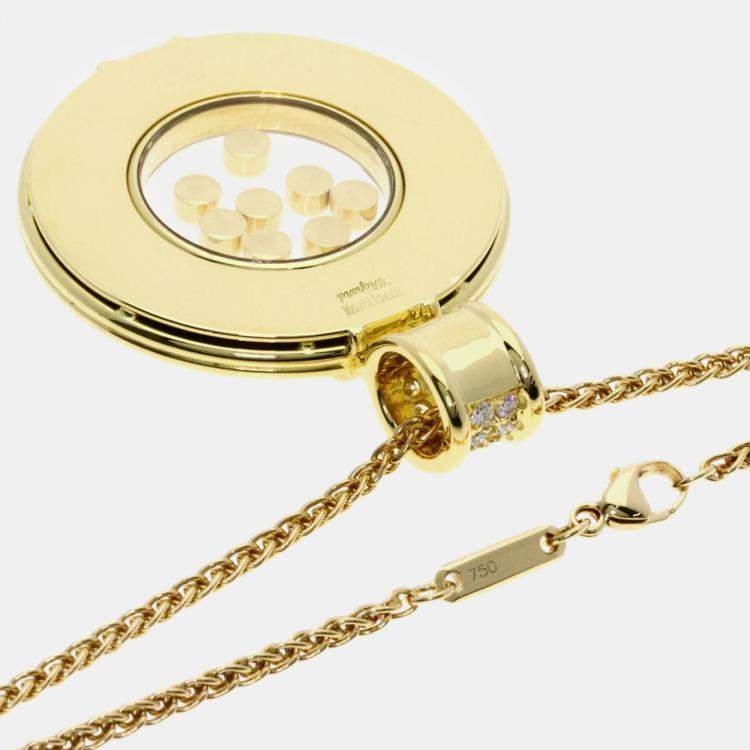 Pre Owned Chopard 18K Yellow Gold Happy Diamond Shell 8P Large Necklace  