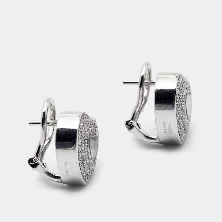 Pre Owned Chopard Happy Diamond 18k White Gold Heart Clip-On Earrings