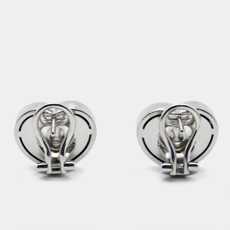 Pre Owned Chopard Happy Diamond 18k White Gold Heart Clip-On Earrings